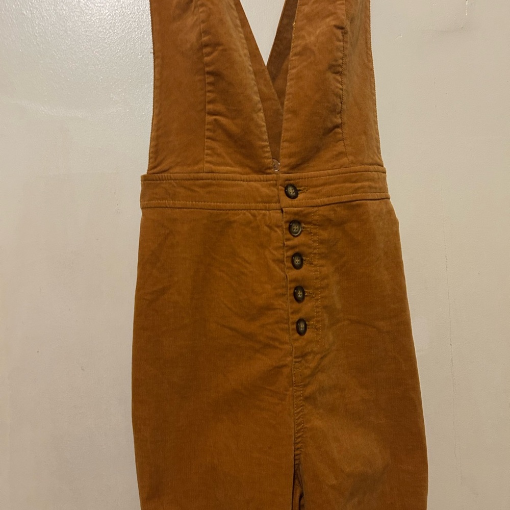 Forever 21 Rust Brown Corduroy Women's Overalls Stretch Adjustable straps Sz S
